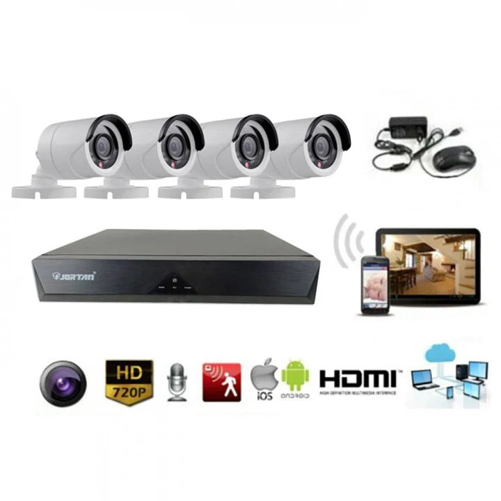 Kit CCTV Wireless 4 Camere Exterior/Interior cu Vizualizare Mobil, &nbsp;Inregistrare Detectare Miscare