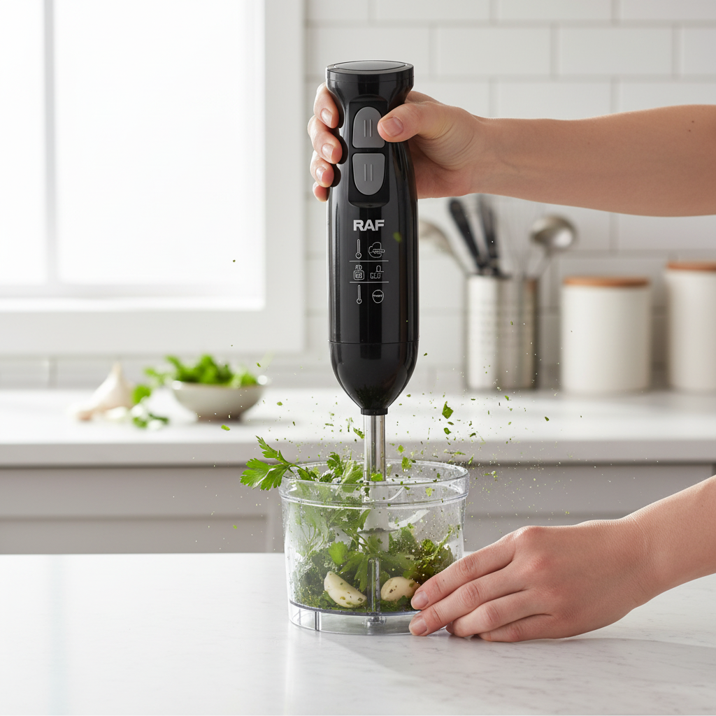 Tocare ierburi aromate cu blender RAF