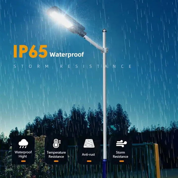 Lampa Solara Exterior 400W LED Alb Rece, Panou Solar, Autonomie 14 Ore, Telecomanda + Suport Metalic