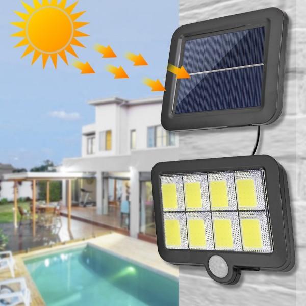 Kit 4 Lampi Solare 100 LED COB 100W, Senzor de Miscare IP65, Incarcare Solara,Rezistenta la Apa