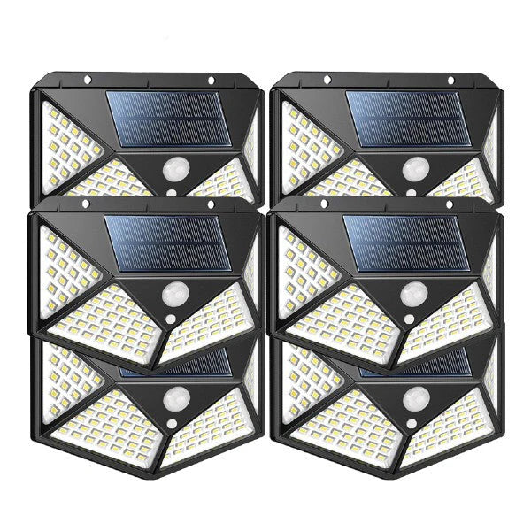 Kit 6 Lampi Solare LED Exterior 100 LED, 270° cu Senzor Miscare