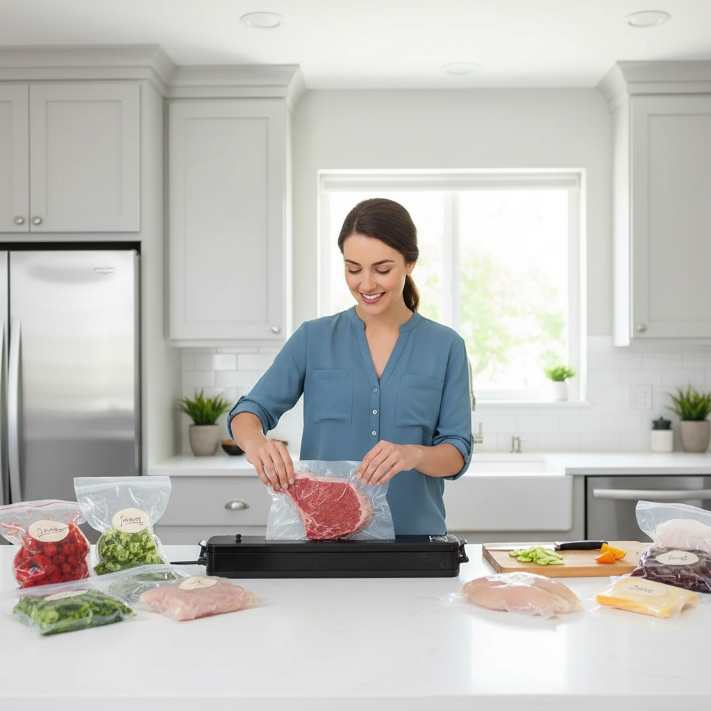 Vacuum Sealer în uz - meal prep
